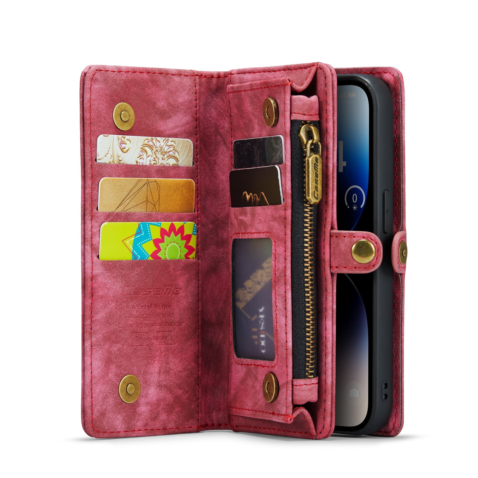 Étui portefeuille multi-cartes iPhone 14 Pro Max, Rouge