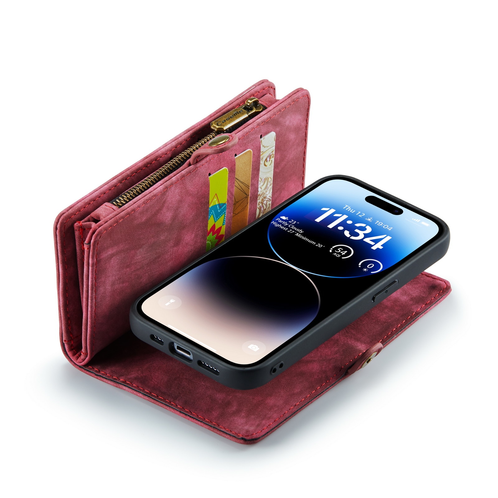Étui portefeuille multi-cartes iPhone 14 Pro Max, Rouge