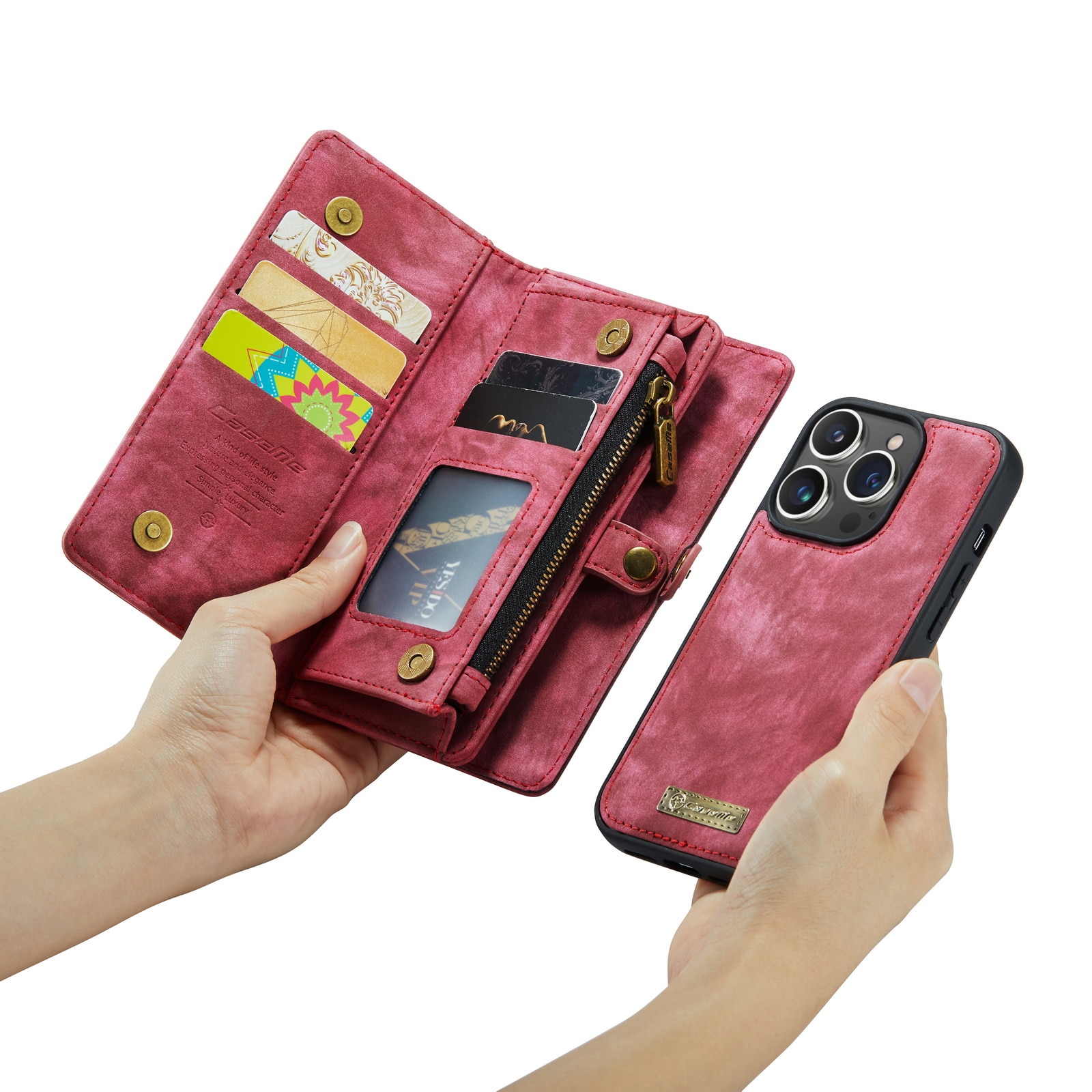 Étui portefeuille multi-cartes iPhone 14 Pro Max, Rouge
