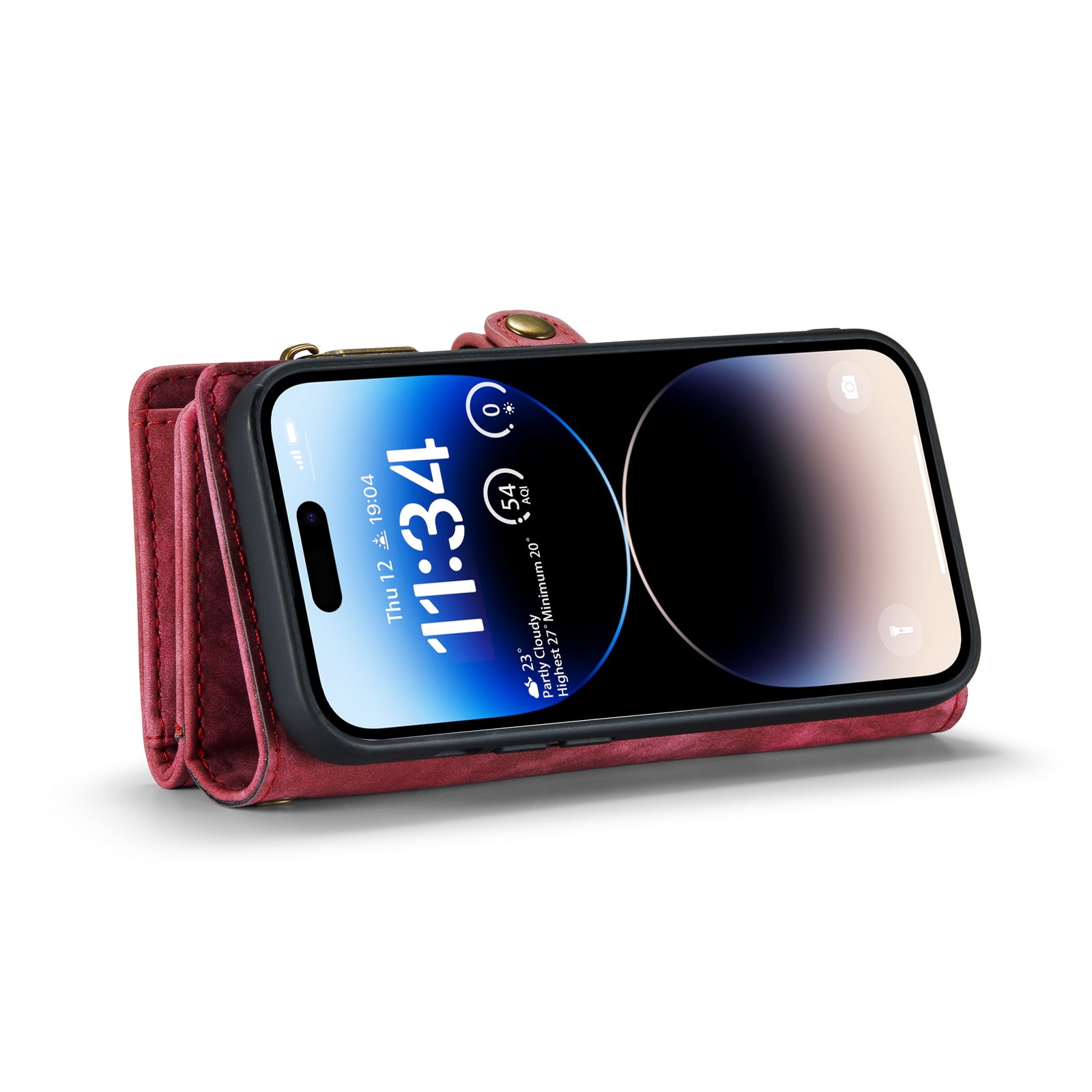 Étui portefeuille multi-cartes iPhone 14 Pro Max, Rouge