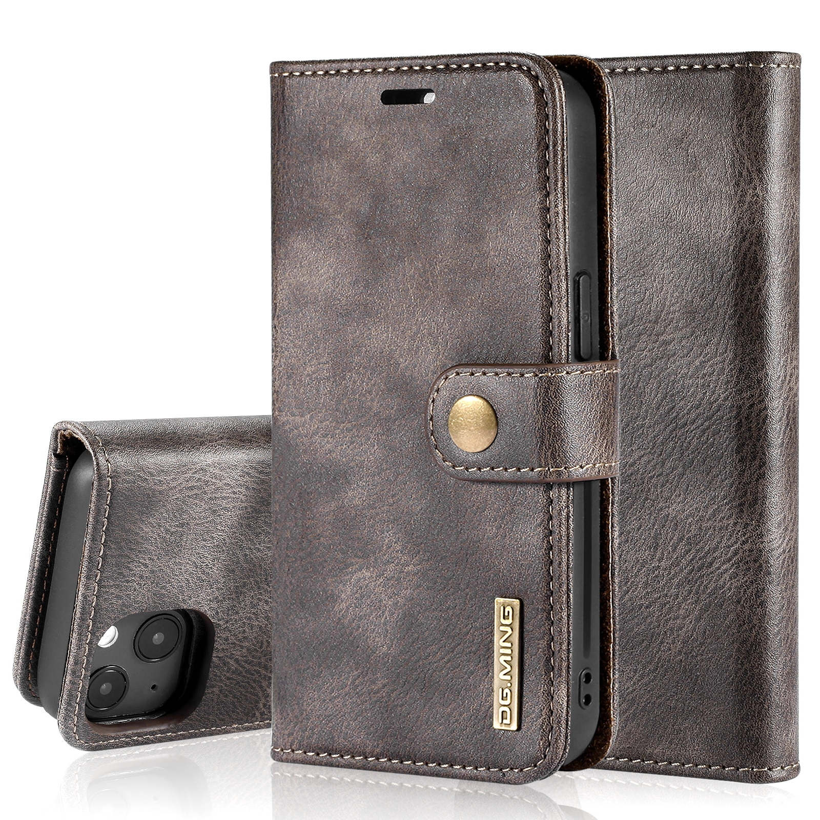 Étui portefeuille Magnet Wallet iPhone 14 Brown