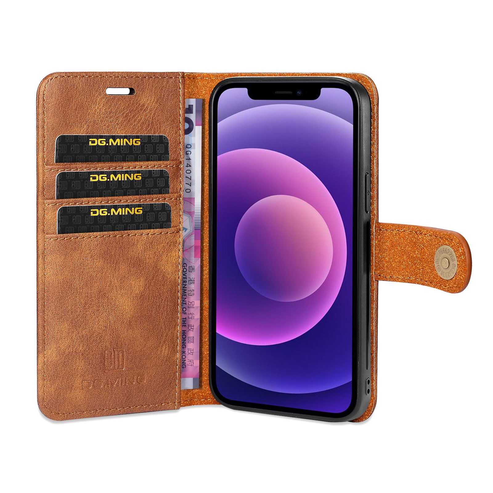 Étui portefeuille Magnet Wallet iPhone 13 Mini, Cognac