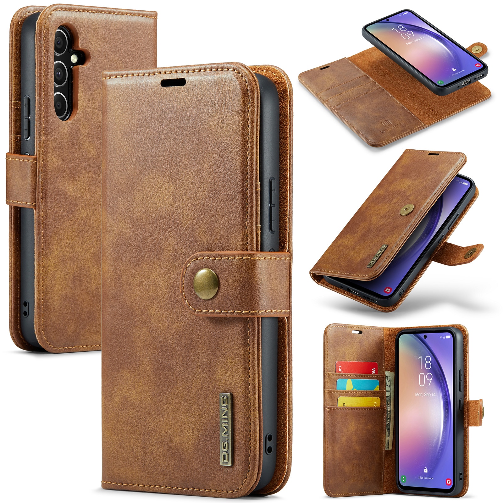 Étui portefeuille Magnet Wallet Samsung Galaxy A25, Cognac