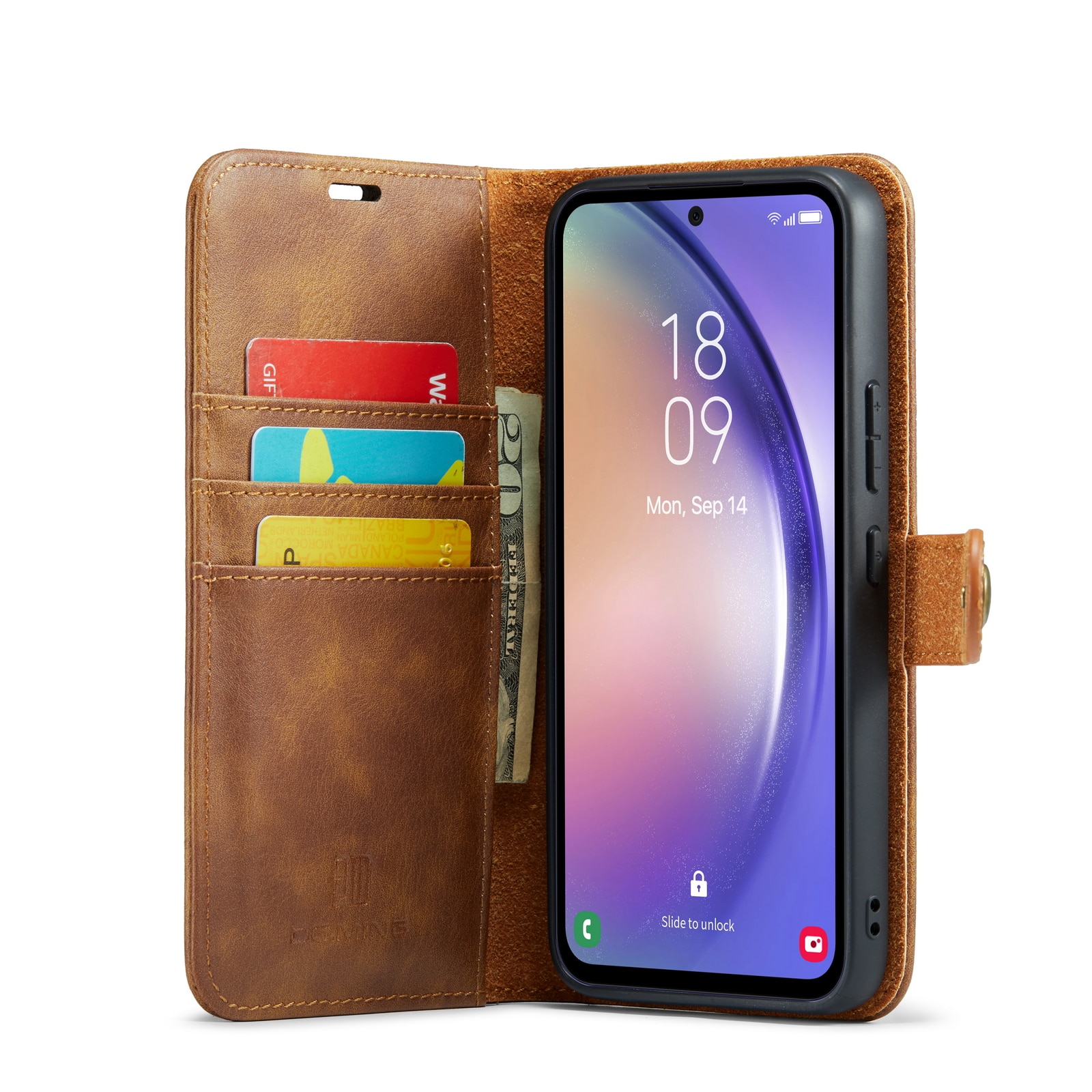 Étui portefeuille Magnet Wallet Samsung Galaxy A54, Cognac