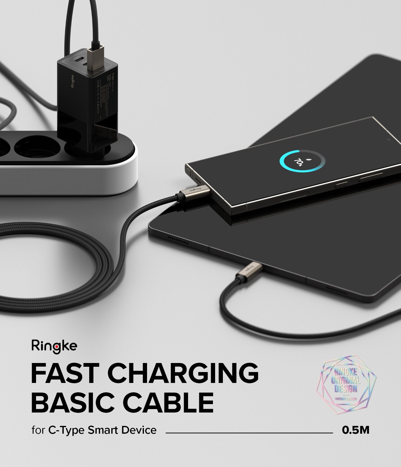 Fast Charging Basic Câble USB-A -> USB-C 0,5m, noir