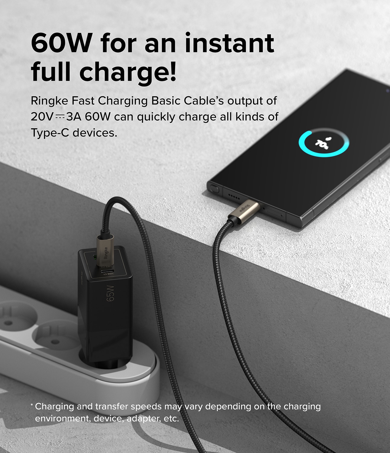 Fast Charging Basic Câble USB-C -> USB-C 1m, noir
