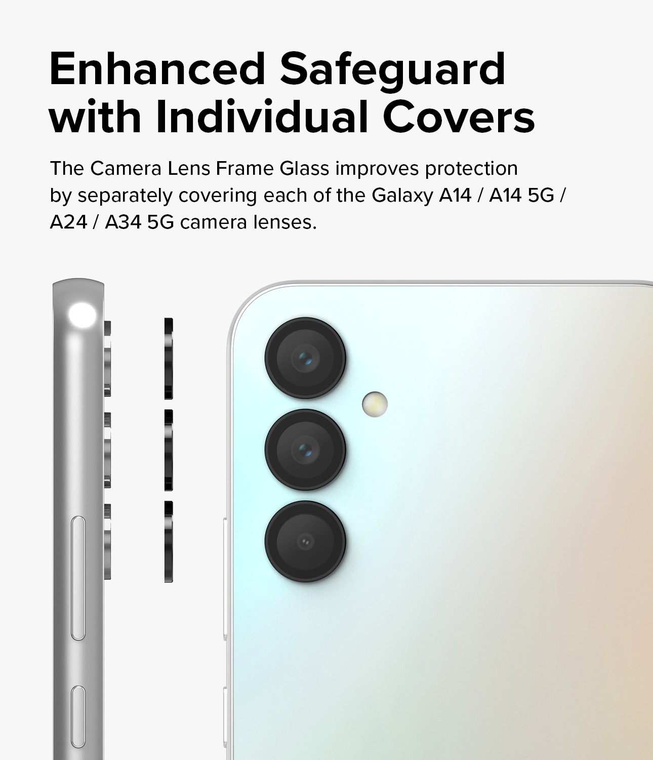 Camera Lens Frame Glass Samsung Galaxy A24 Noir