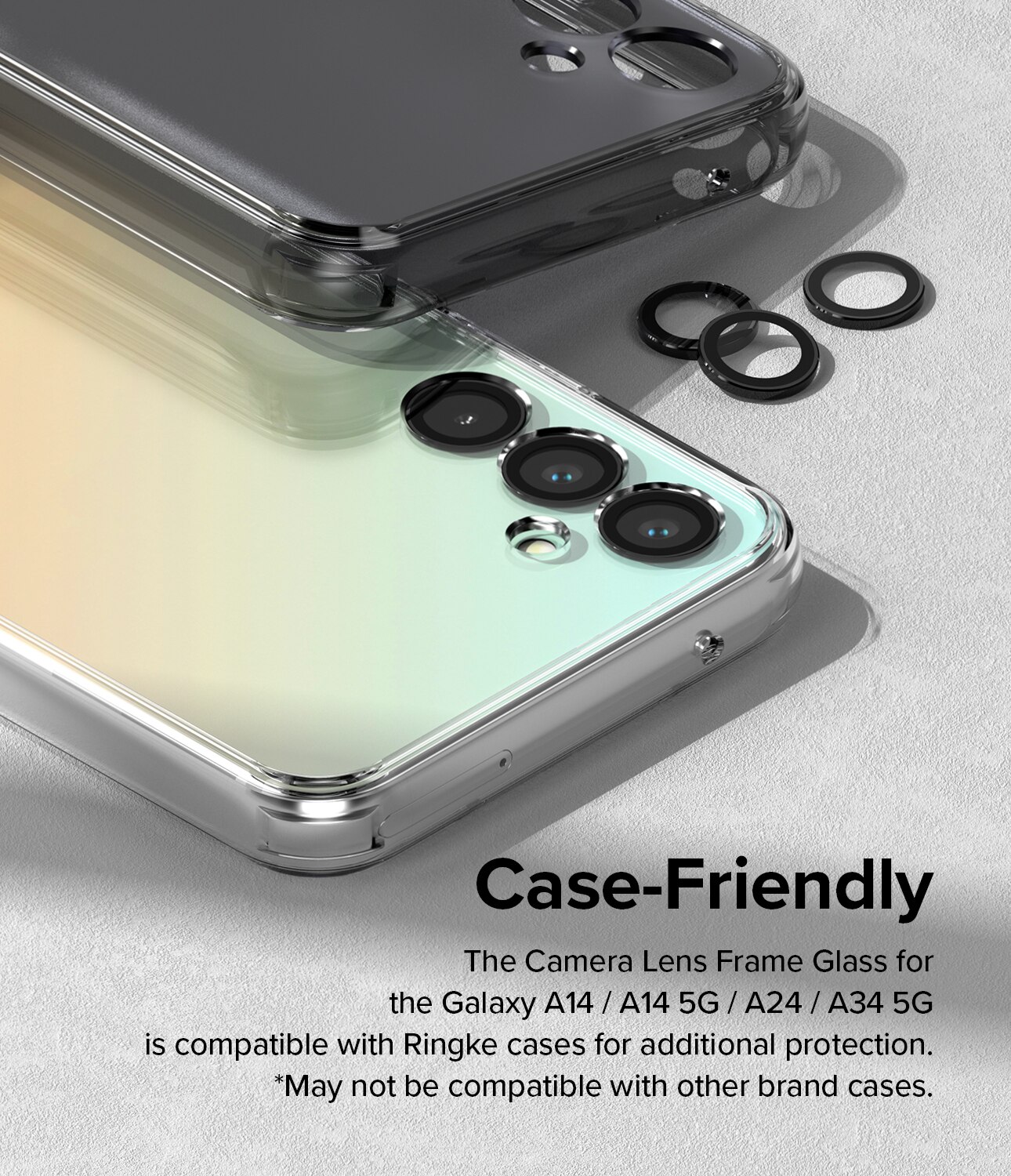 Camera Lens Frame Glass Samsung Galaxy A24 Noir