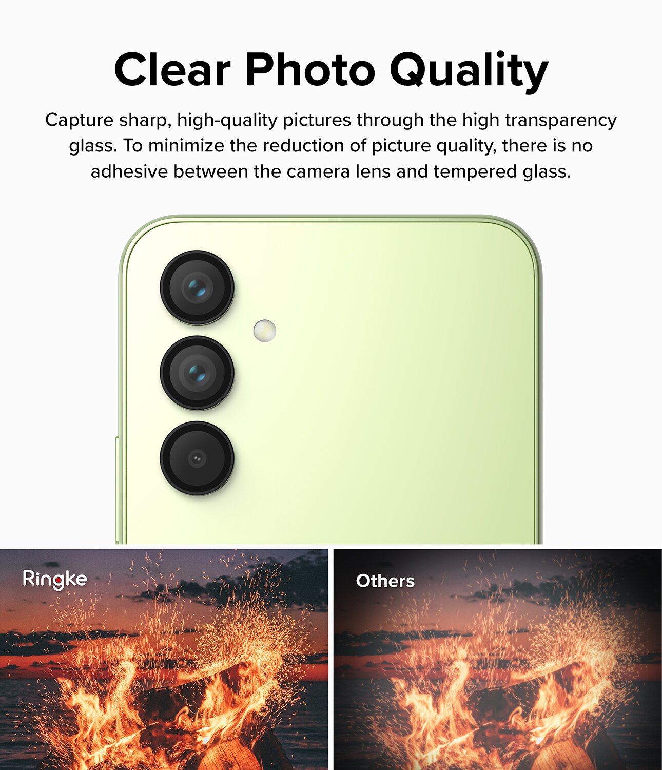 Camera Lens Frame Glass Samsung Galaxy A54 Noir