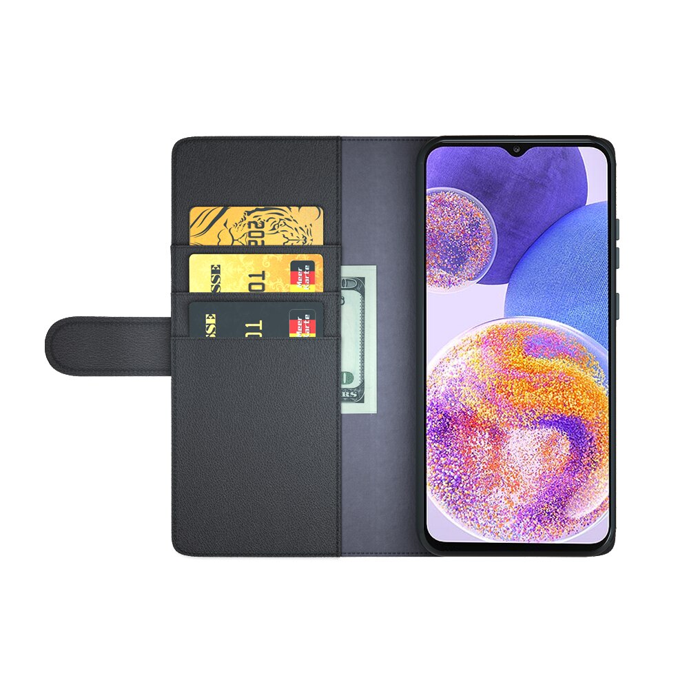 Étui en cuir veritable Samsung Galaxy A23, Noir