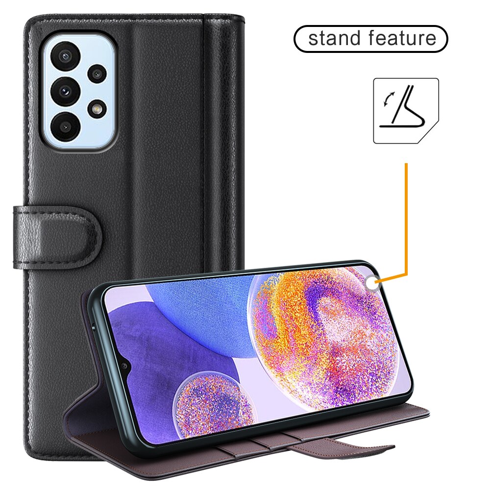 Étui en cuir veritable Samsung Galaxy A23, Noir