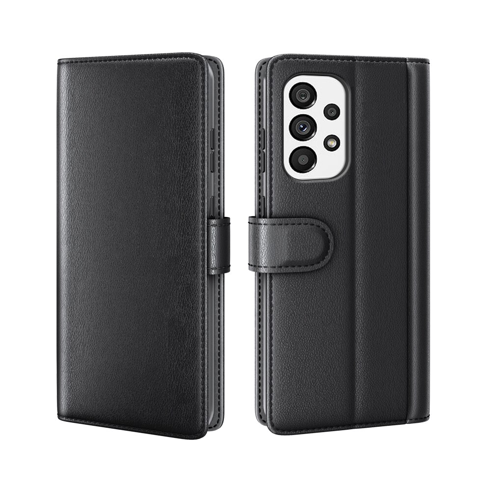 Étui en cuir veritable Samsung Galaxy A33, Noir