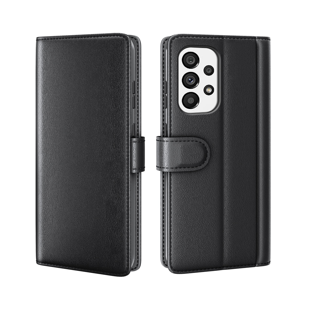 Étui en cuir veritable Samsung Galaxy A53, Noir