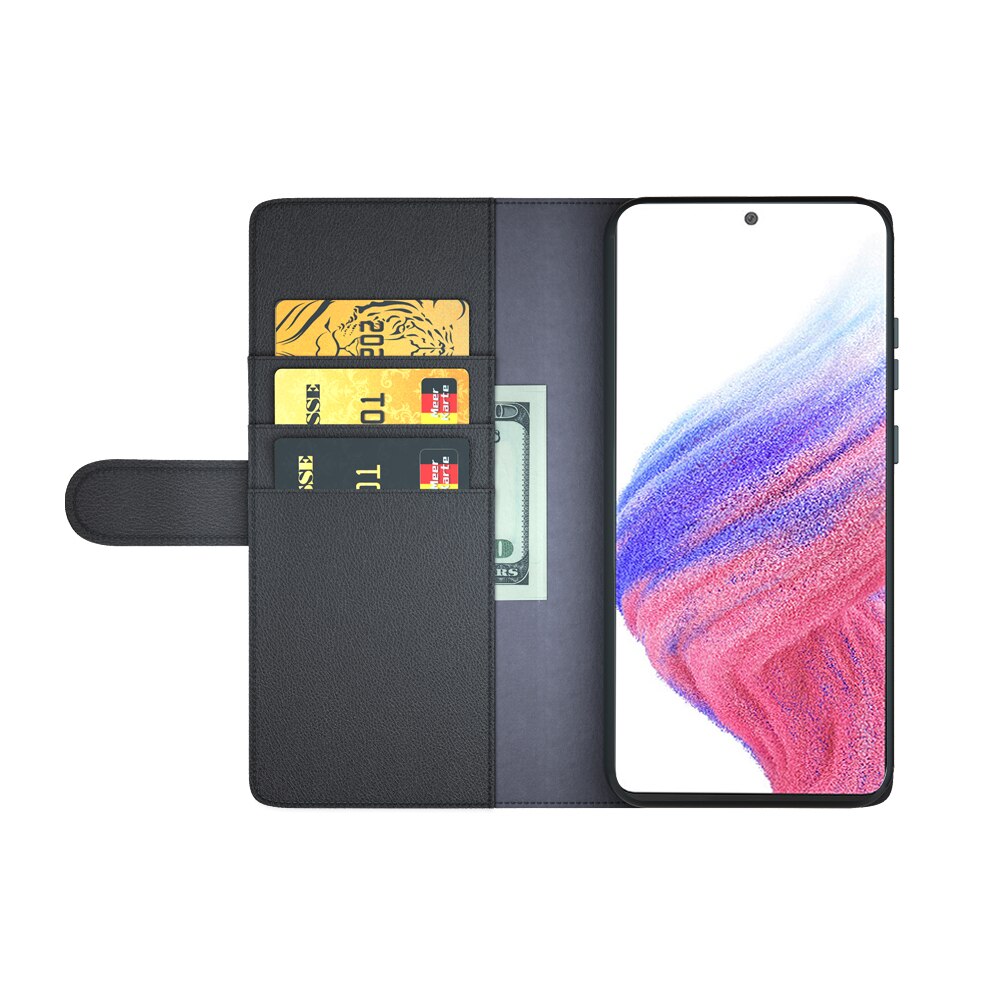 Étui en cuir veritable Samsung Galaxy A53, Noir