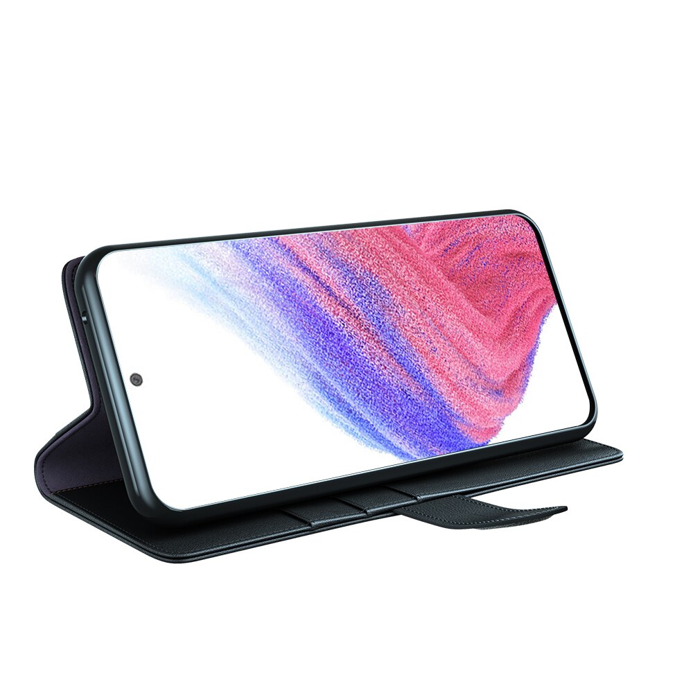 Étui en cuir veritable Samsung Galaxy A53, noir