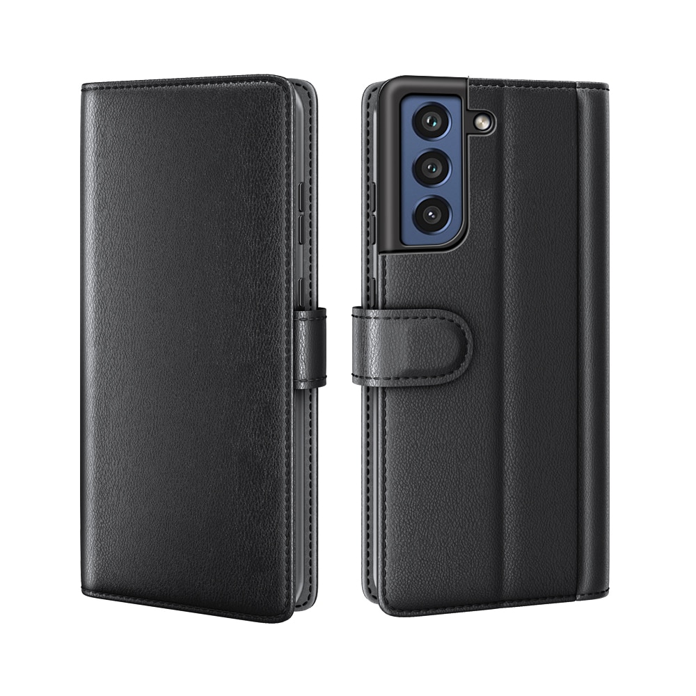 Étui en cuir veritable Samsung Galaxy S21 FE, Noir