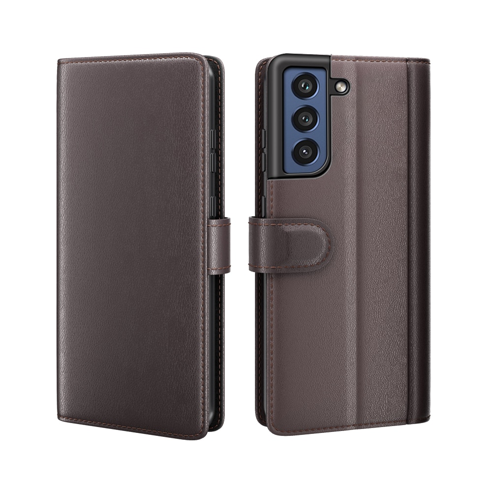 Étui en cuir veritable Samsung Galaxy S21 FE, Marron