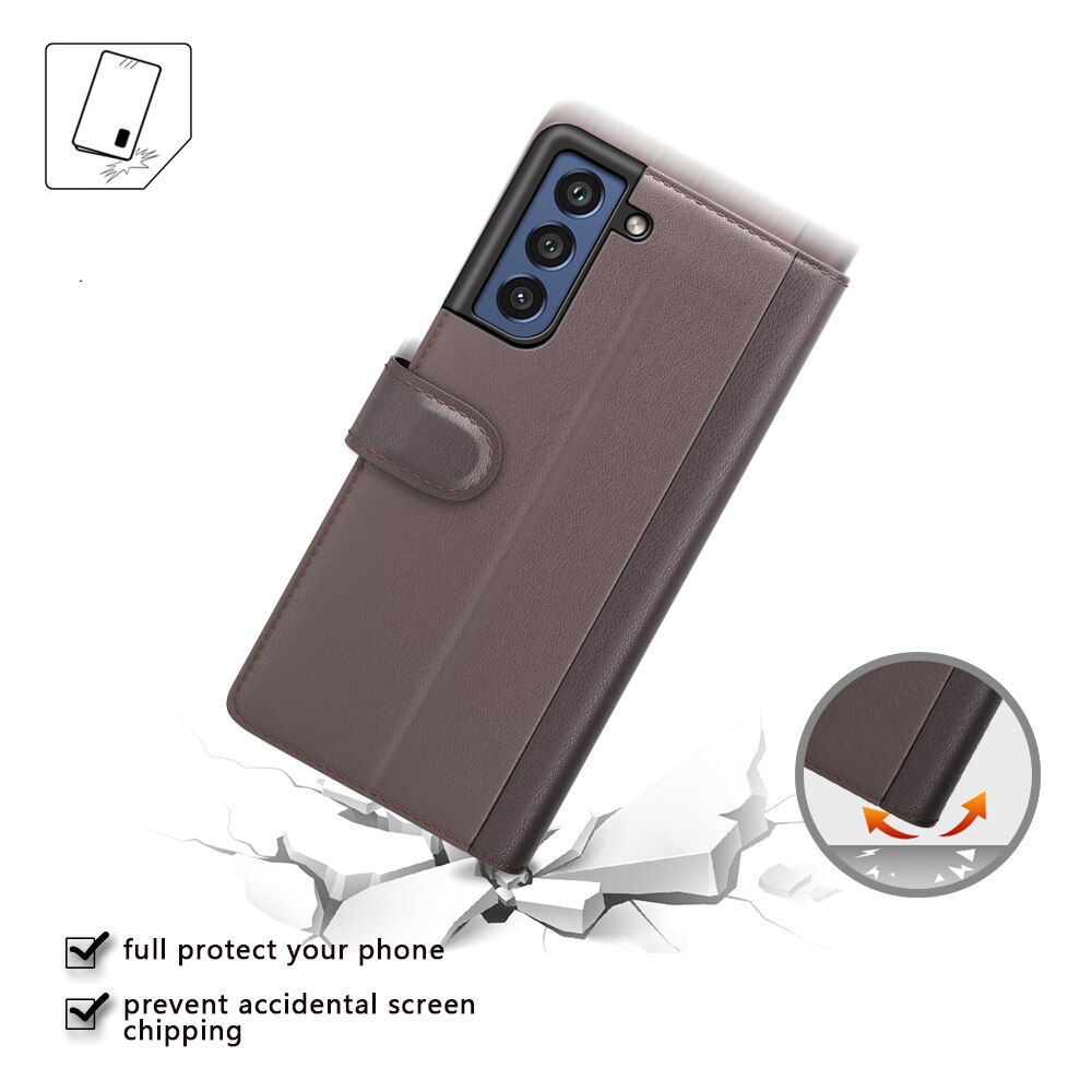 Étui en cuir veritable Samsung Galaxy S21 FE, Marron