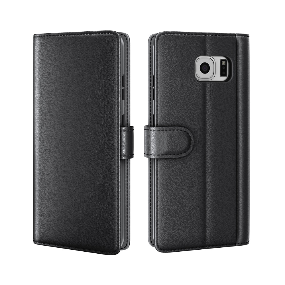 Étui en cuir veritable Samsung Galaxy S6 Edge, Noir