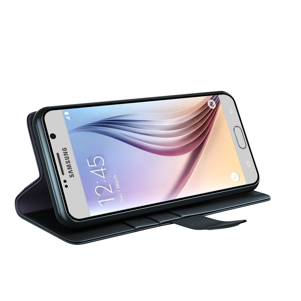Étui en cuir veritable Samsung Galaxy S6, noir