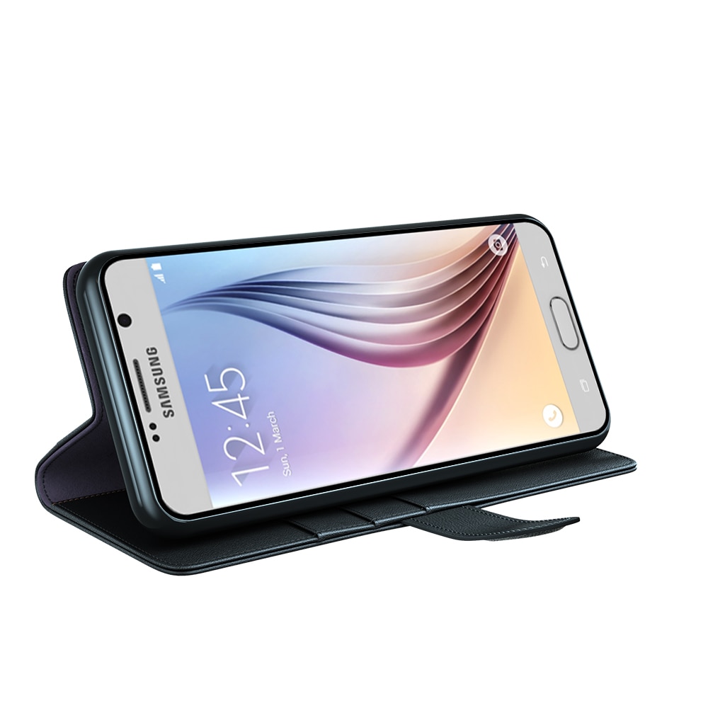 Étui en cuir veritable Samsung Galaxy S6 Edge, Noir