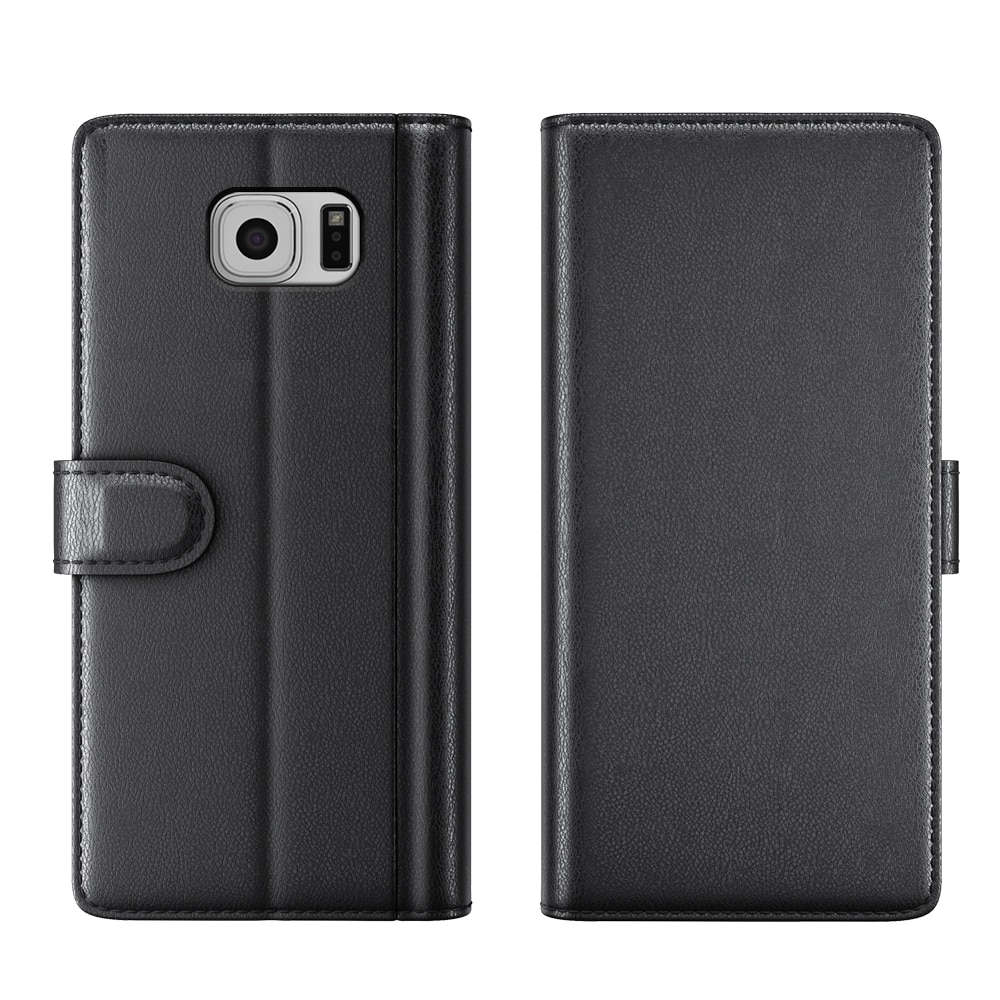 Étui en cuir veritable Samsung Galaxy S6 Edge, Noir