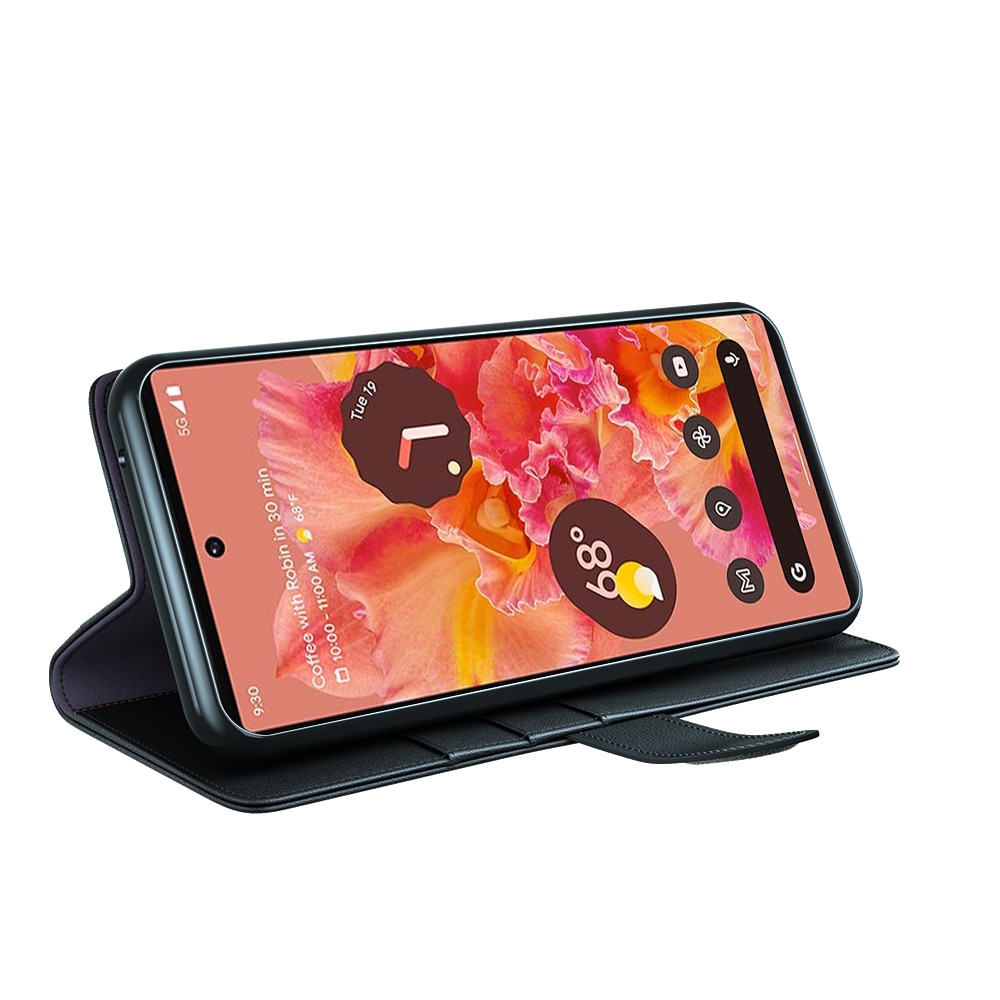 Étui en cuir veritable Google Pixel 6, Noir