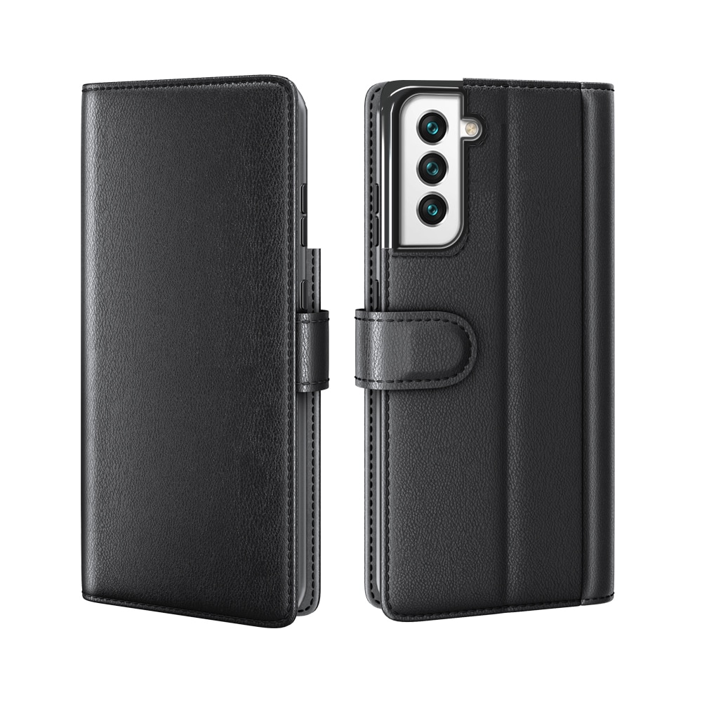 Étui en cuir veritable Samsung Galaxy S22 Plus, Noir