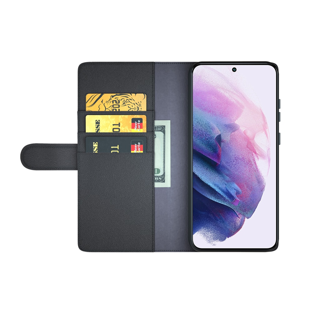 Étui en cuir veritable Samsung Galaxy S22 Plus, Noir
