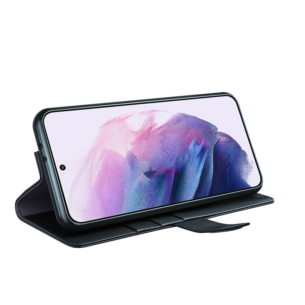 Étui en cuir veritable Samsung Galaxy S22 Plus, Noir