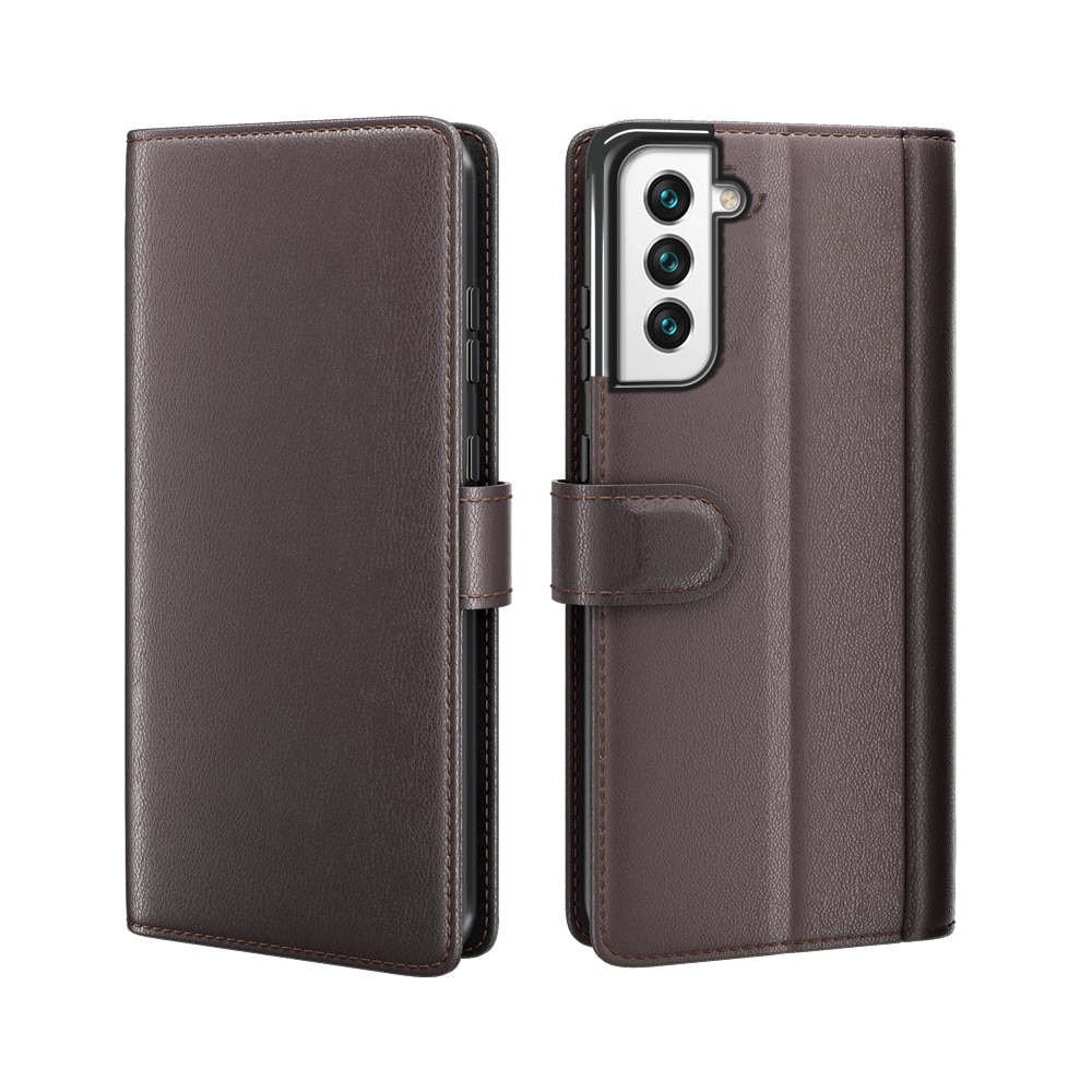 Étui en cuir veritable Samsung Galaxy S22, Marron