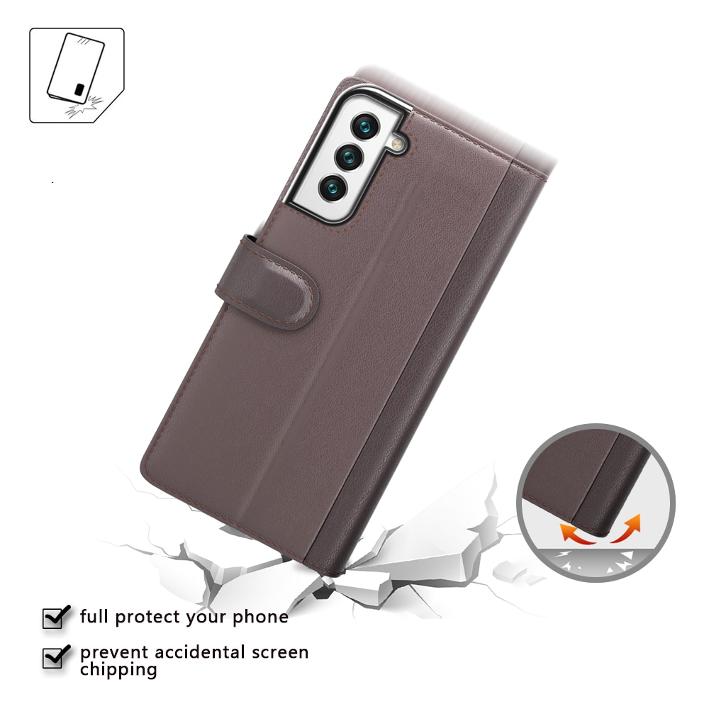 Étui en cuir veritable Samsung Galaxy S22, Marron