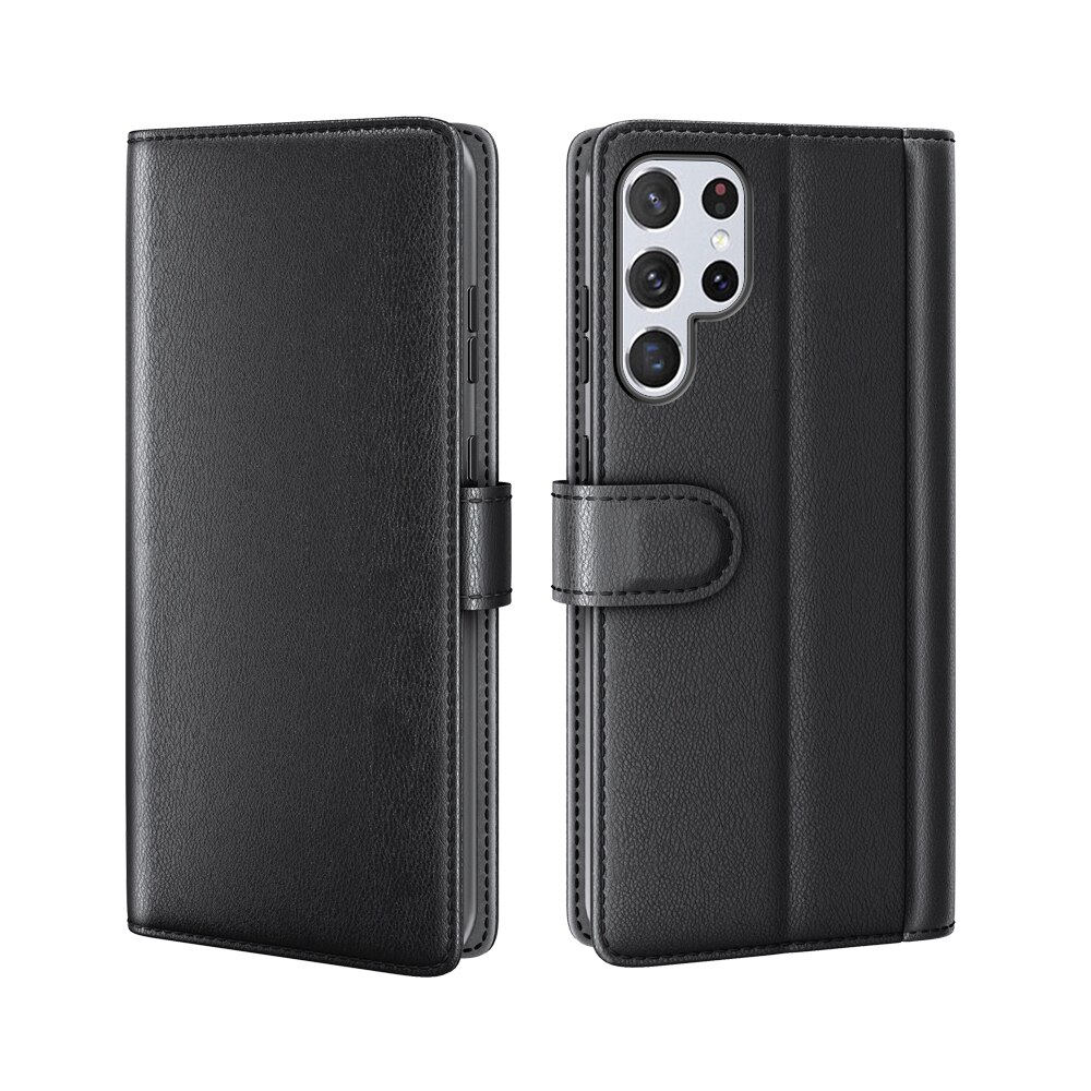 Étui en cuir veritable Samsung Galaxy S22 Ultra, Noir