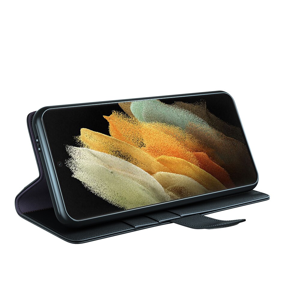 Étui en cuir veritable Samsung Galaxy S22 Ultra, Noir