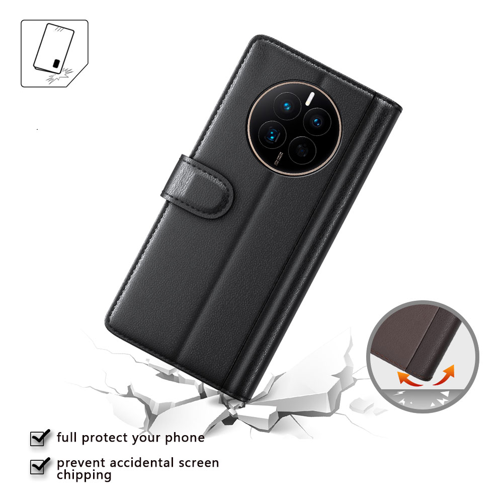 Étui en cuir veritable Huawei Mate 50, Noir