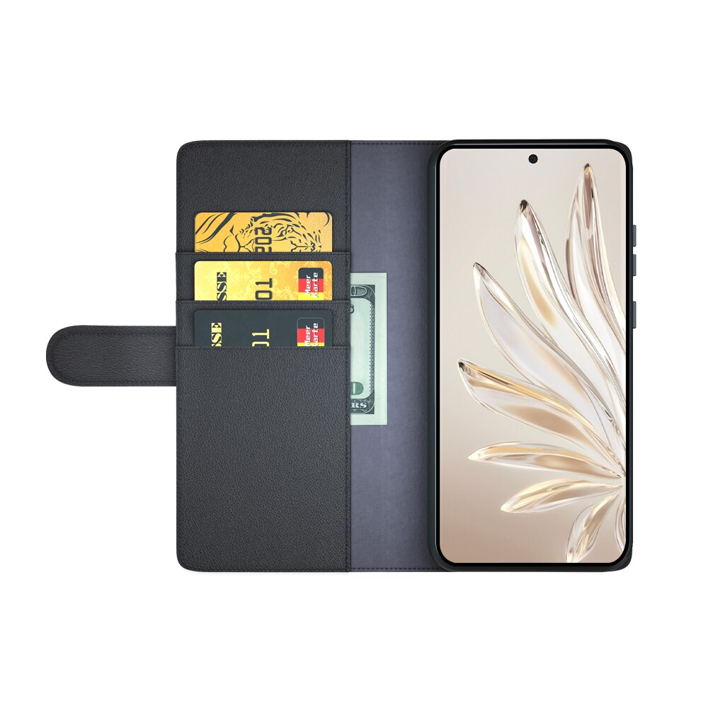 Étui en cuir veritable  Honor 70, Noir