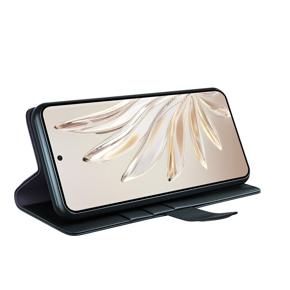 Étui en cuir veritable  Honor 70, Noir