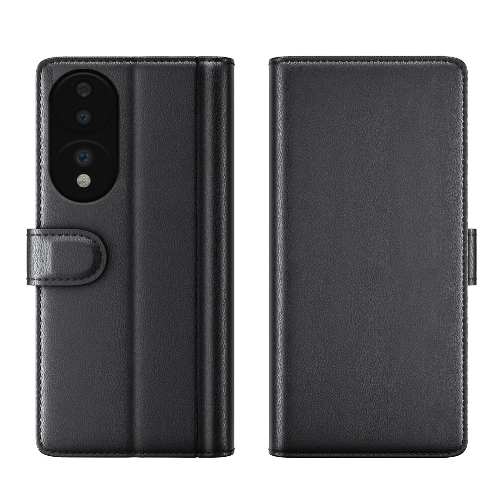 Étui en cuir veritable  Honor 70, Noir