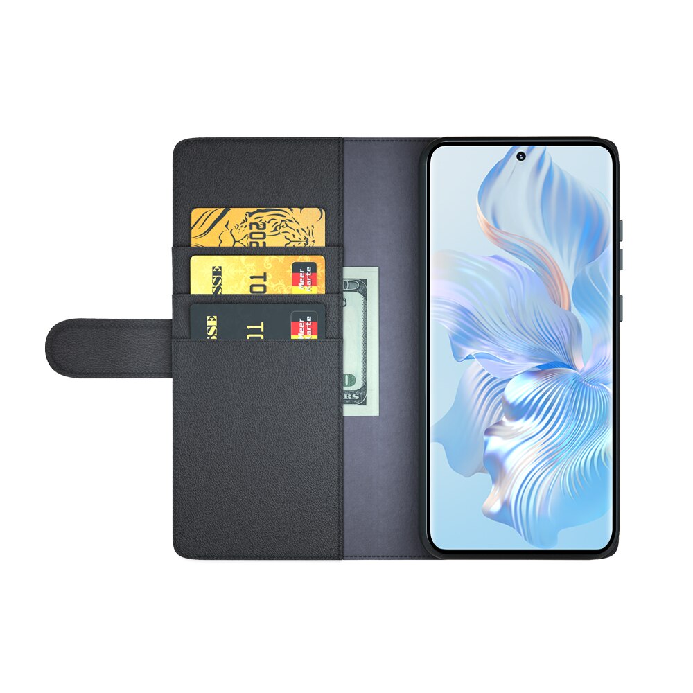 Étui en cuir veritable  Honor 80, Noir