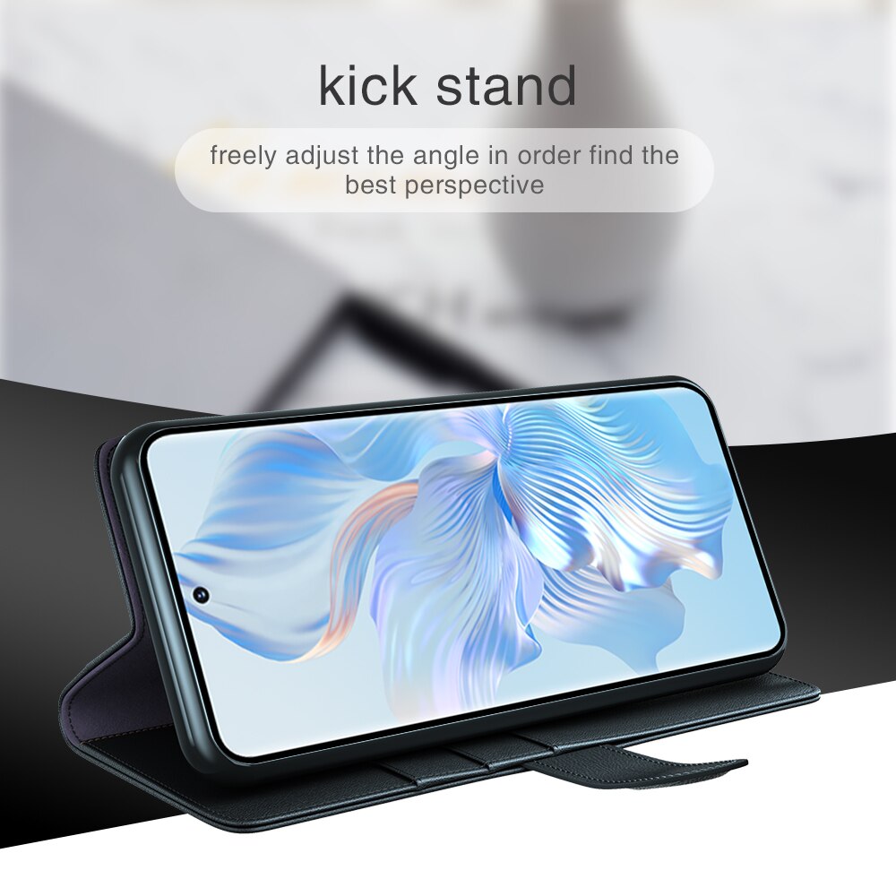 Étui en cuir veritable  Honor 80, Noir