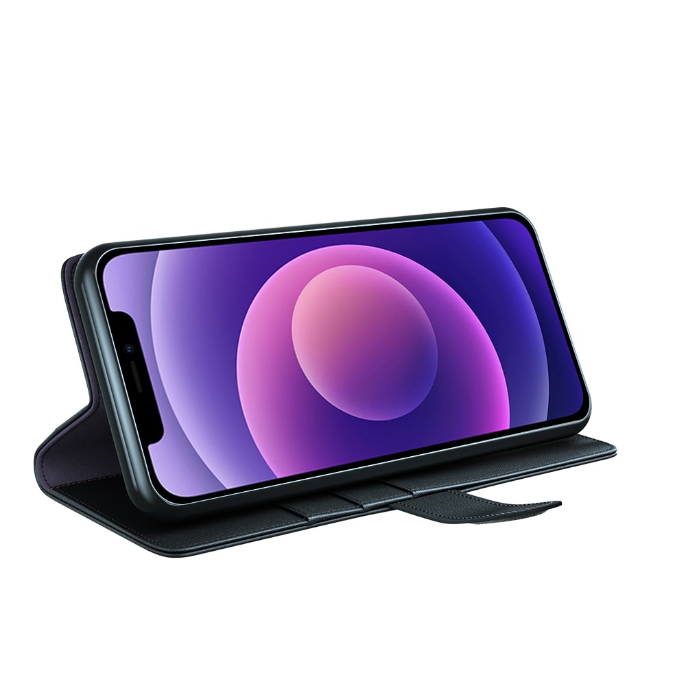 Étui en cuir veritable iPhone 12/iPhone 12 Pro, Noir