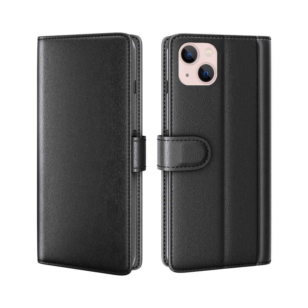 Étui en cuir veritable iPhone 14 Plus, noir