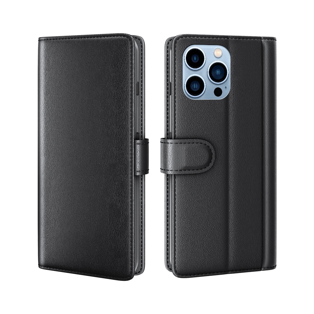 Étui en cuir veritable iPhone 14 Pro Max, Noir