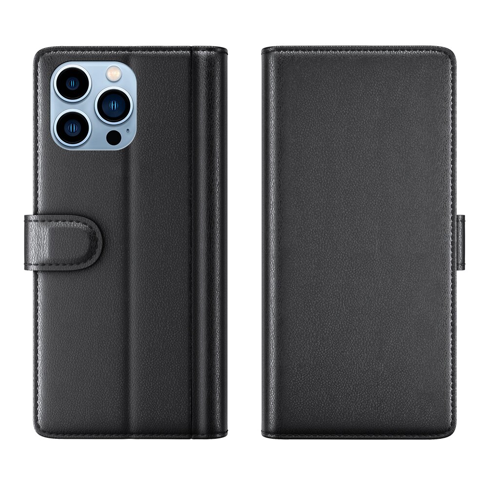 Étui en cuir veritable iPhone 14 Pro Max, Noir