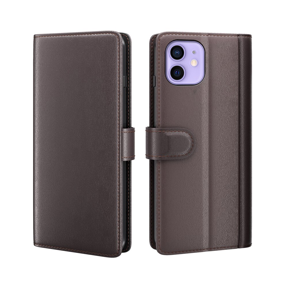 Étui en cuir veritable iPhone 12/iPhone 12 Pro, Marron