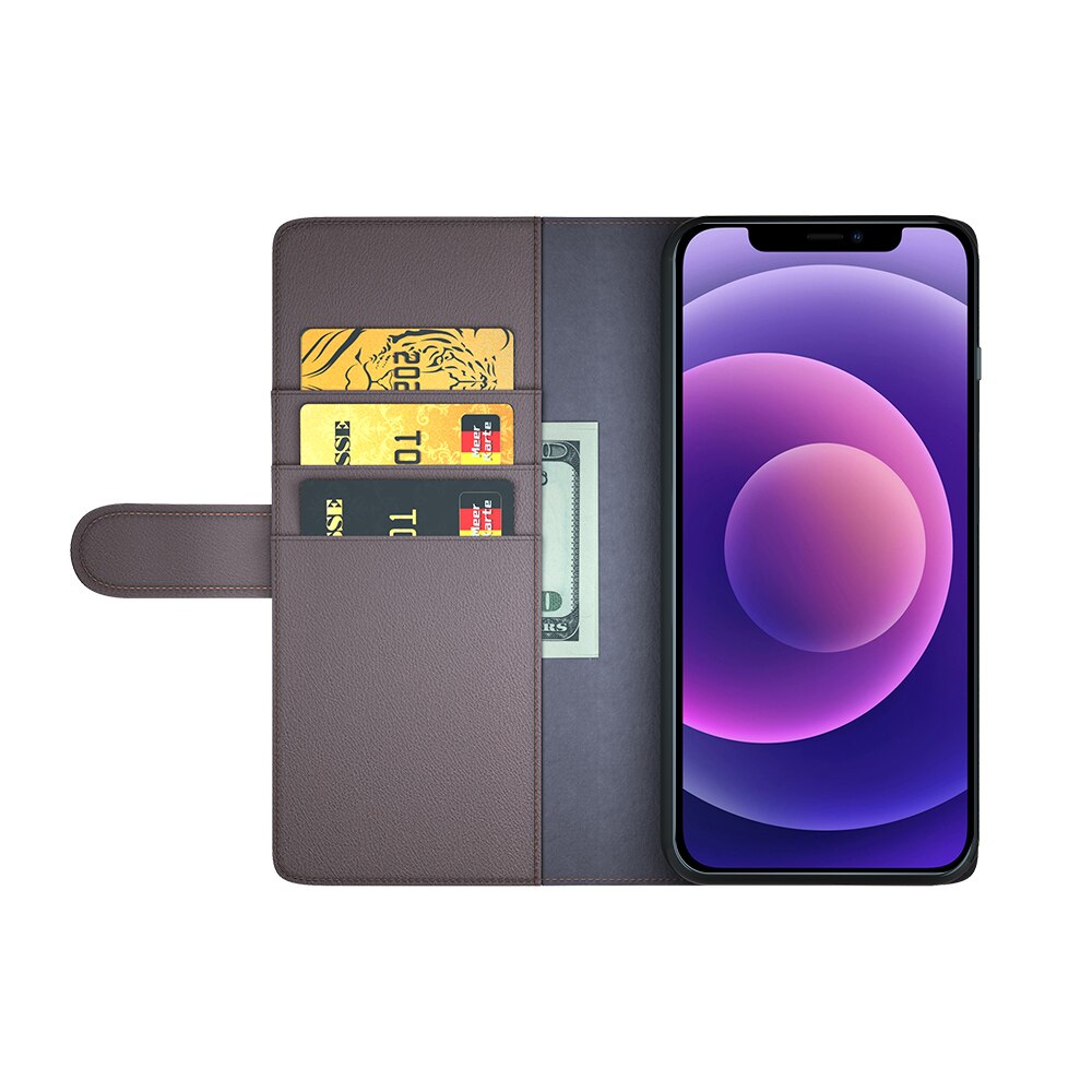 Étui en cuir veritable iPhone 12/iPhone 12 Pro, Marron