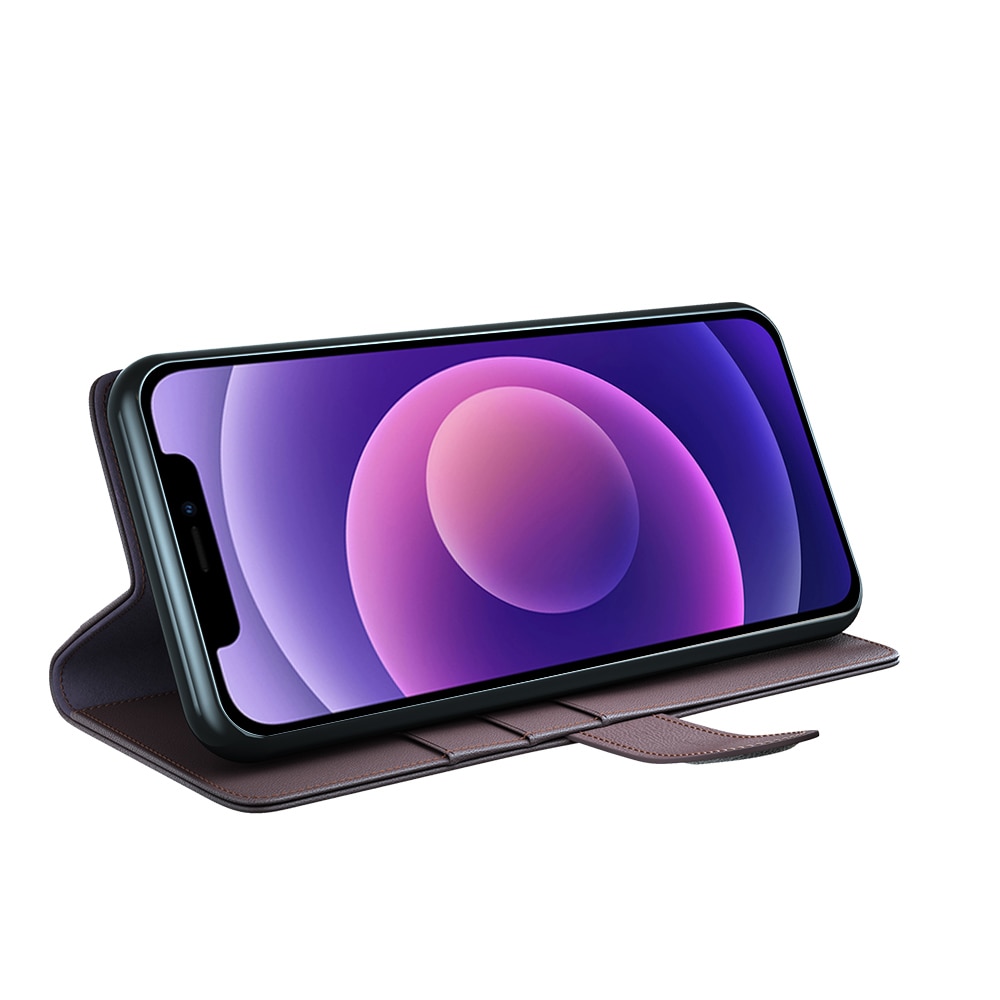 Étui en cuir veritable iPhone 12/iPhone 12 Pro, Marron