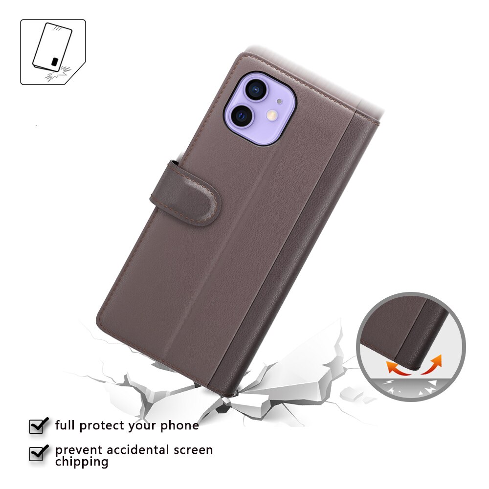 Étui en cuir veritable iPhone 12/iPhone 12 Pro, Marron