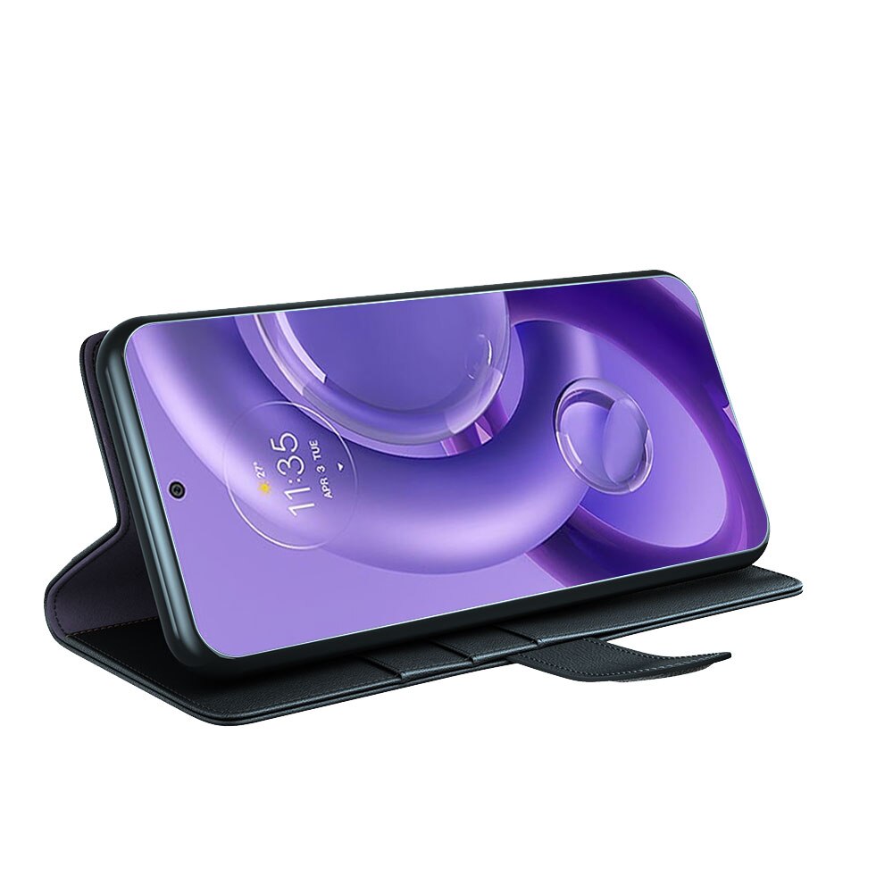 Étui en cuir veritable Motorola Edge 30 Neo, Noir
