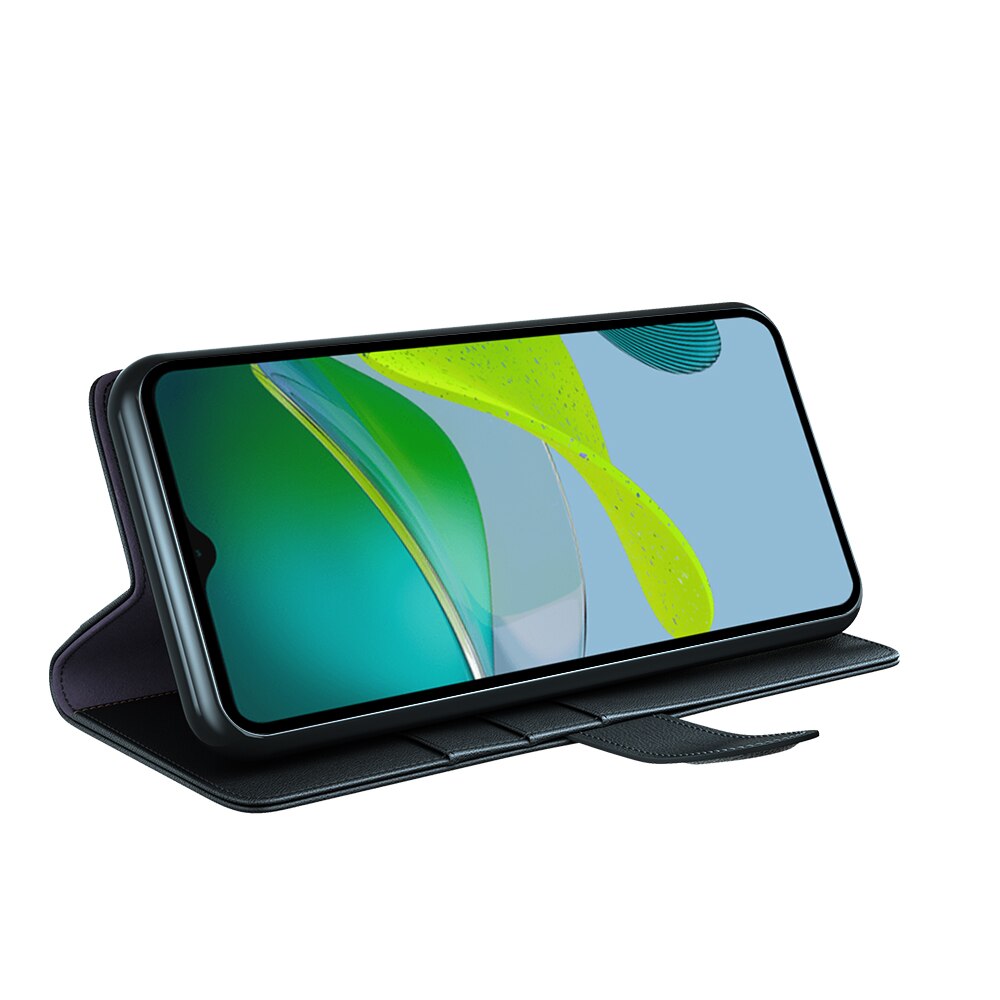 Étui en cuir veritable Motorola Moto E13, Noir